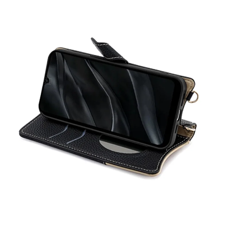 For Xiaomi Redmi A5 4G (171.7mm) Leather Case Wallet Stand Cover Irregular Tail Style with Chain Strap - Black