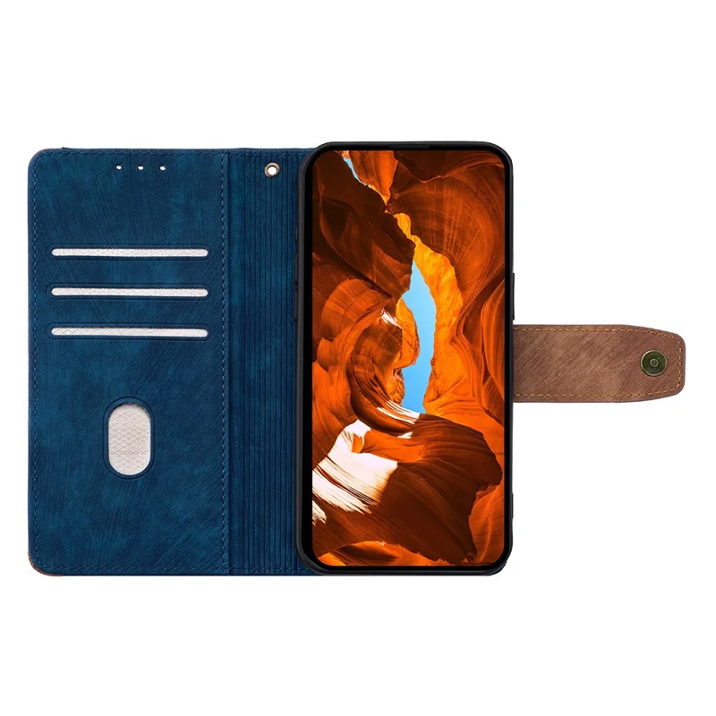 Capa para Xiaomi 14 Ultra com Bloqueio RFID, Couro PU com Emendas de Cor, Carteira para Celular - Azul