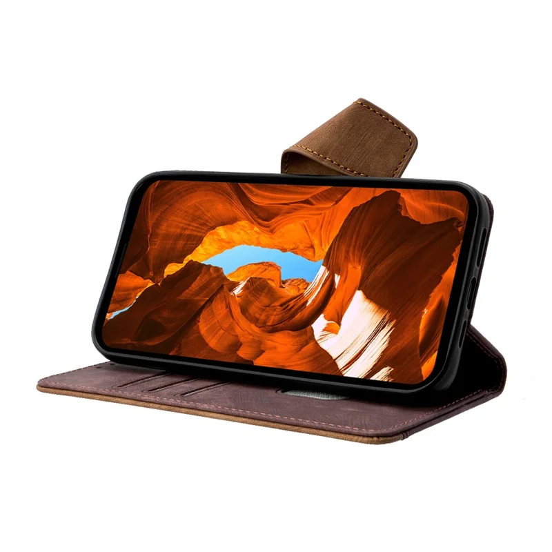 For Xiaomi 14 Ultra Case RFID Blocking Color Splicing PU Leather Wallet Phone Cover - Brown