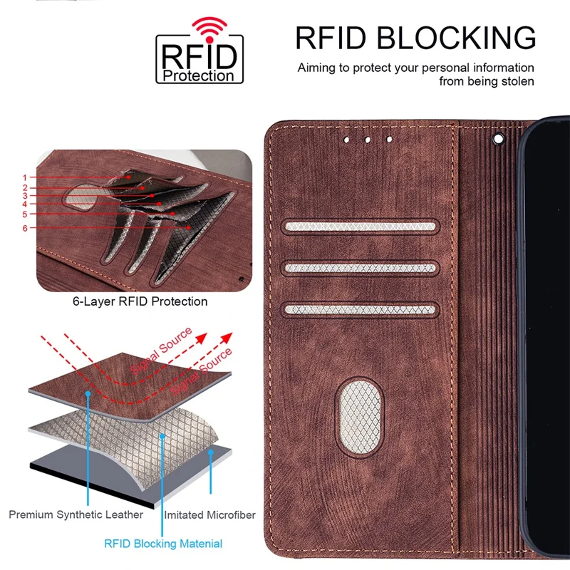 For Xiaomi 14 Ultra Case RFID Blocking Color Splicing PU Leather Wallet Phone Cover - Brown