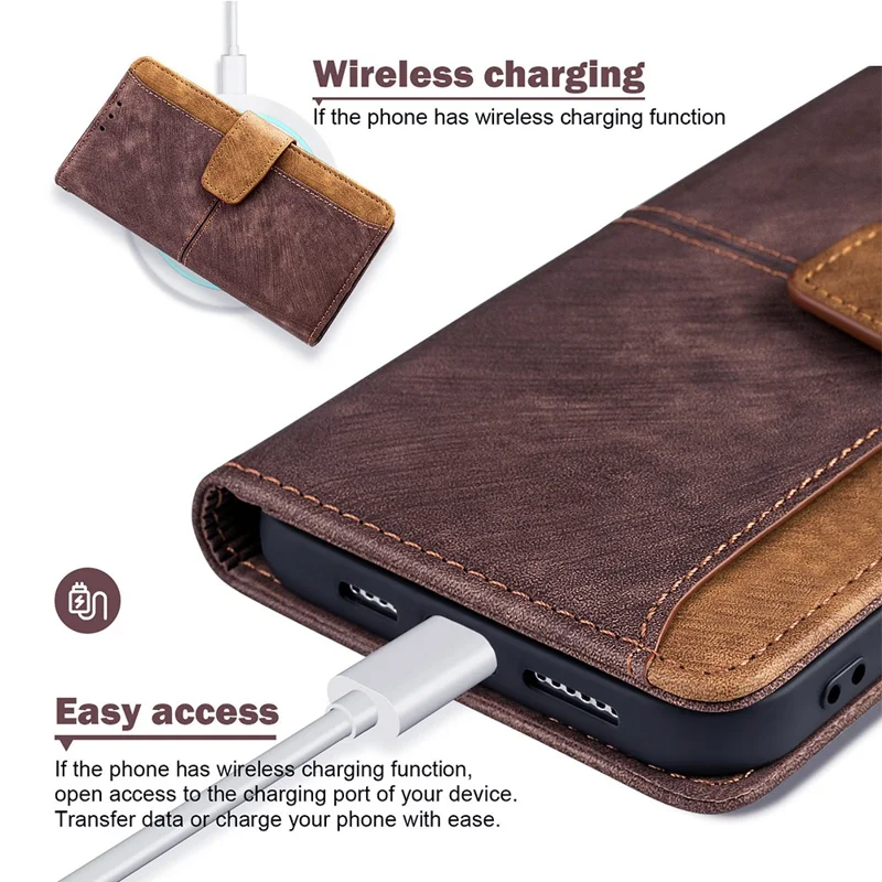 For Xiaomi 14 Ultra Case RFID Blocking Color Splicing PU Leather Wallet Phone Cover - Brown