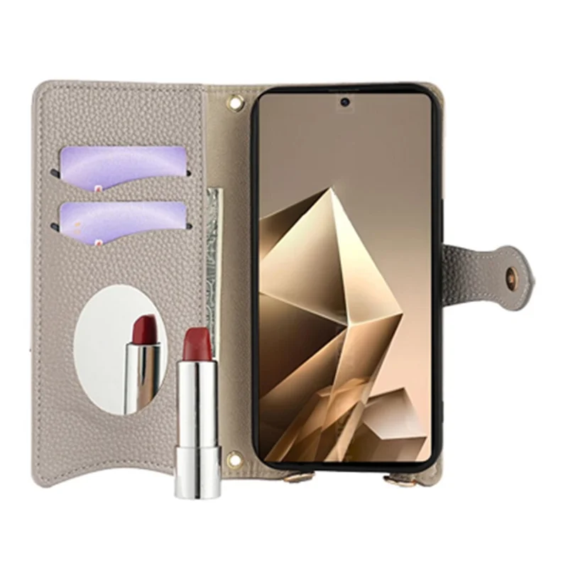 For Infinix Note 50 4G Leather Case Wallet Stand Cover Irregular Tail Style with Chain Strap - Grey