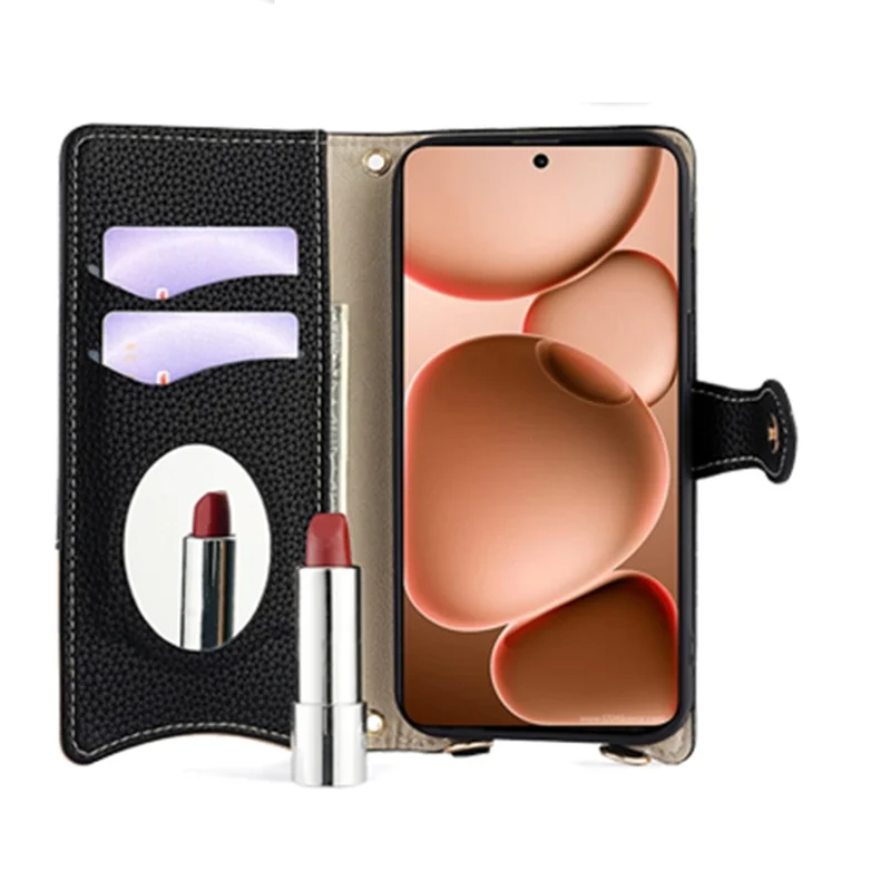 For Oppo Find X8 Ultra 5G Leather Case Wallet Stand Cover Irregular Tail Style with Chain Strap - Black