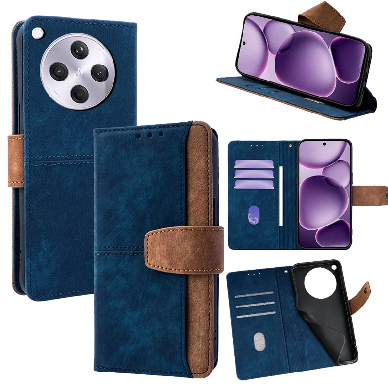 For Oppo Find X8s+ 5G Case RFID Blocking Color Splicing PU Leather Wallet Phone Cover - Blue