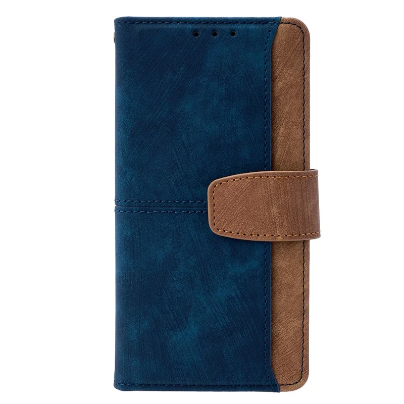For Samsung Galaxy S23 Ultra Case RFID Blocking Color Splicing PU Leather Wallet Phone Cover - Blue