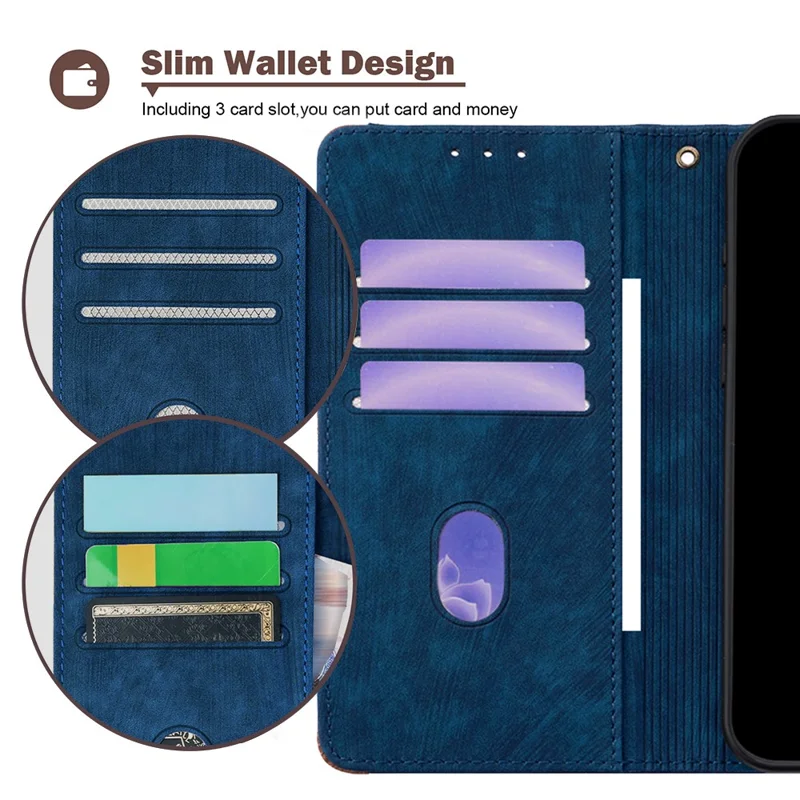 For Samsung Galaxy S23 Ultra Case RFID Blocking Color Splicing PU Leather Wallet Phone Cover - Blue