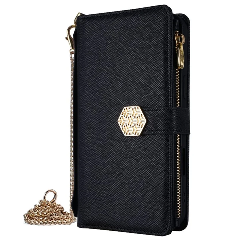 For Oppo Find X8s 5G Case Cross Texture PU Leather + TPU Wallet Phone Cover with Strap - Black