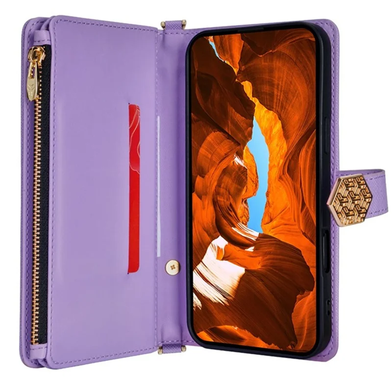 Capa para Oppo Find X8s+ 5G com Textura Cruzada em Couro PU + TPU Carteira com Alça - Roxa