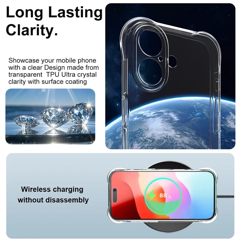 IMAK voor iPhone 17 hoesje TPU telefoonhoesje Airbag schokbestendige bescherming - Transparant