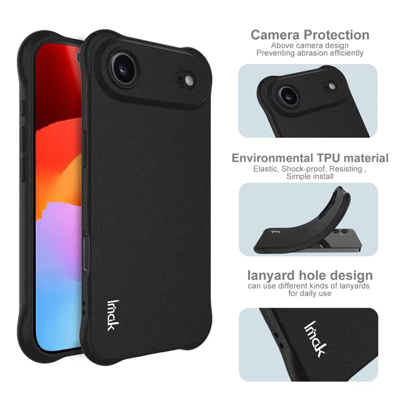 IMAK Per iPhone 17 Air Case Cover Telefono TPU Protezione Antiurto - Nero Opaco
