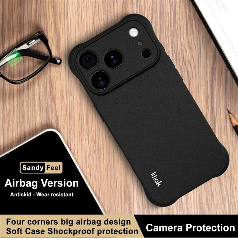 Funda IMAK para iPhone 17 Pro de TPU con Protección Antichoque por Airbag - Negro Mate
