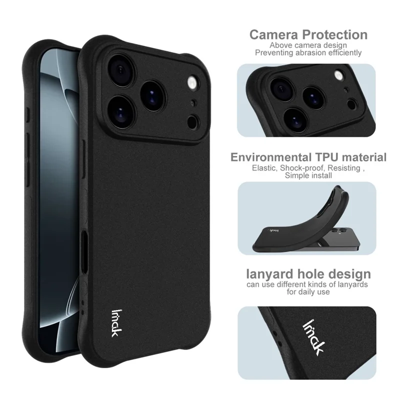 Funda IMAK para iPhone 17 Pro de TPU con Protección Antichoque por Airbag - Negro Mate