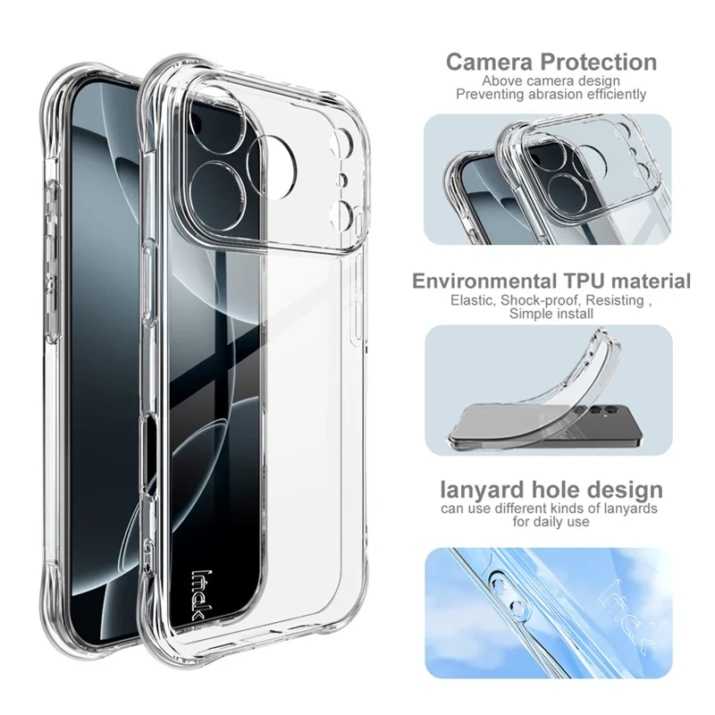IMAK For iPhone 17 Pro Case TPU Phone Cover Airbag Shockproof Protection - Transparent