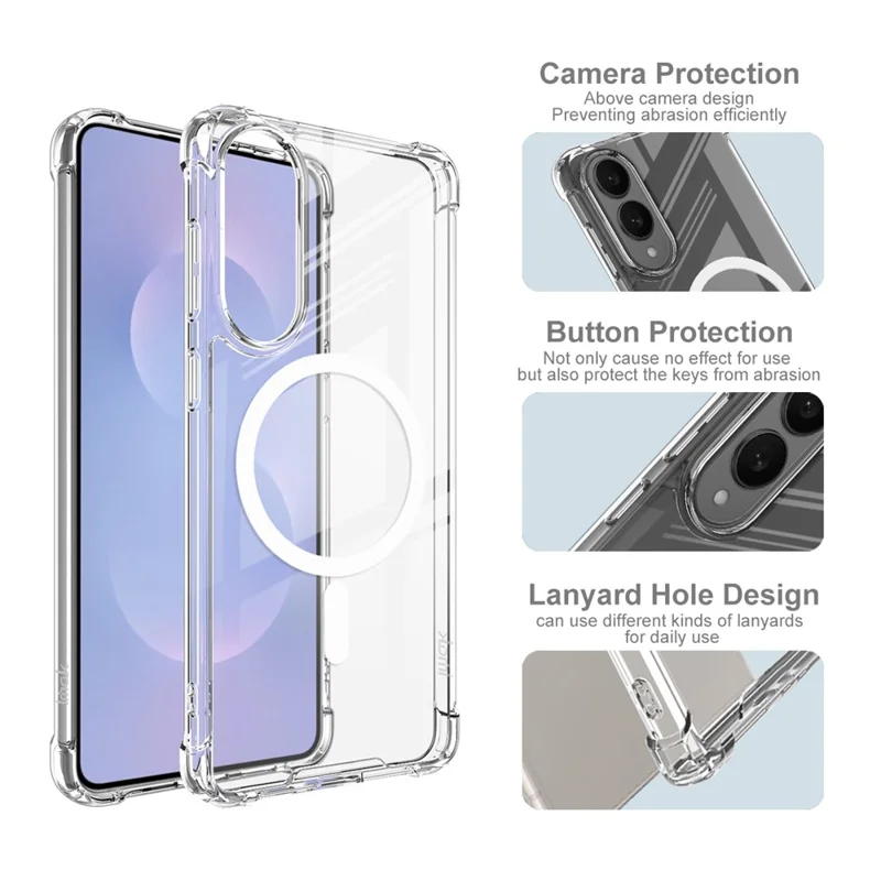 IMAK For Samsung Galaxy S25 Edge Case Compatible with MagSafe Shockproof PC TPU Clear Phone Cover