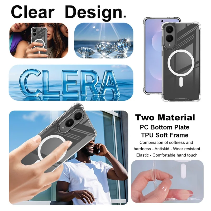 IMAK For Samsung Galaxy S25 Edge Case Compatible with MagSafe Shockproof PC TPU Clear Phone Cover