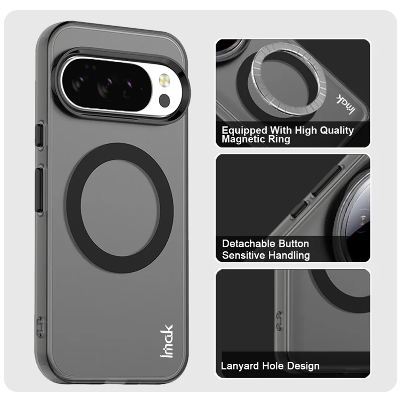 IMAK Para Google Pixel 10 / 10 Pro Capa Compatível com MagSafe Cor de Doce Anti-Queda TPU + Capa Traseira PET - Preto