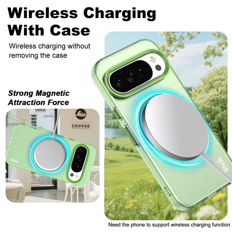 IMAK For Google Pixel 10 Pro XL Magnetic Case Candy Color Anti Drop TPU + PET Back Cover - Green