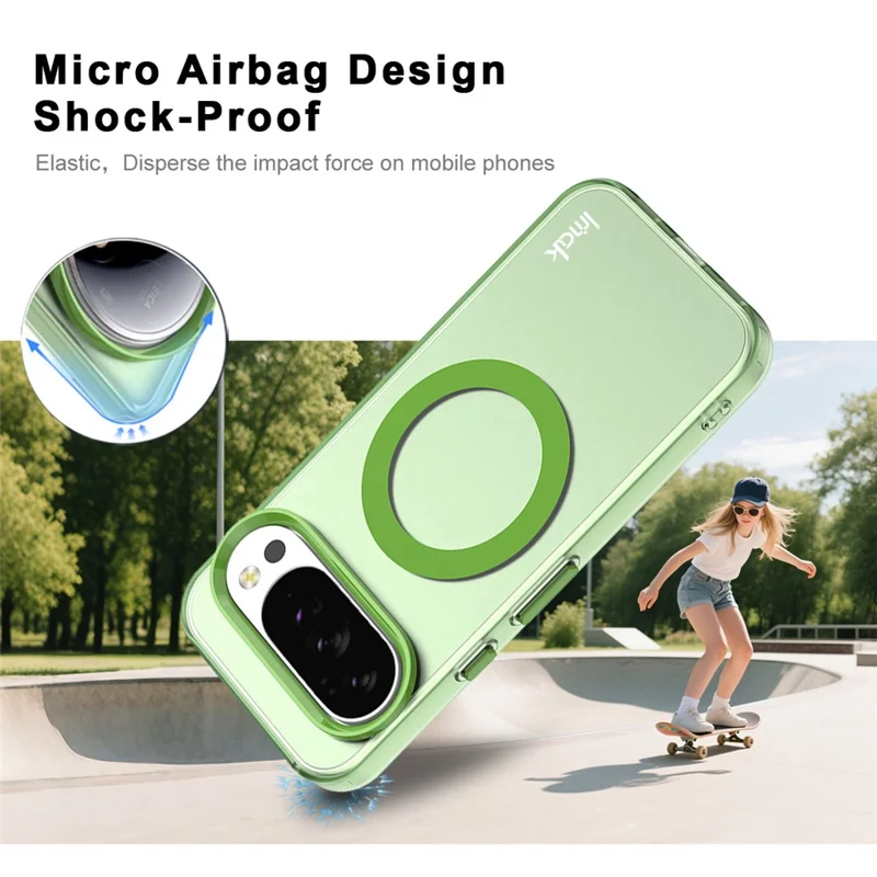 IMAK For Google Pixel 10 Pro XL Magnetic Case Candy Color Anti Drop TPU + PET Back Cover - Green