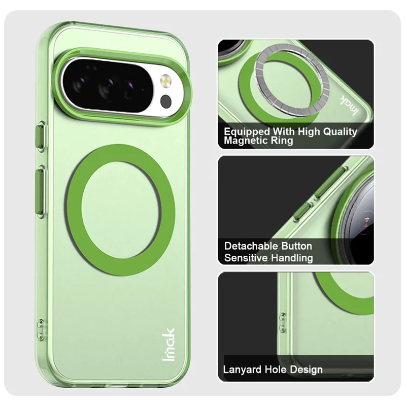 IMAK For Google Pixel 10 Pro XL Magnetic Case Candy Color Anti Drop TPU + PET Back Cover - Green
