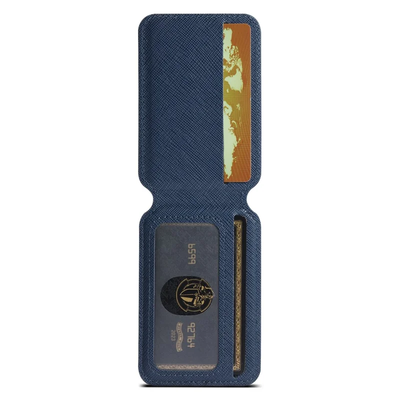 SUTENI H18 For iPhone 15 Pro Magnetic Case Cross Texture Leather + TPU Cover with Detachable Card Bag - Blue