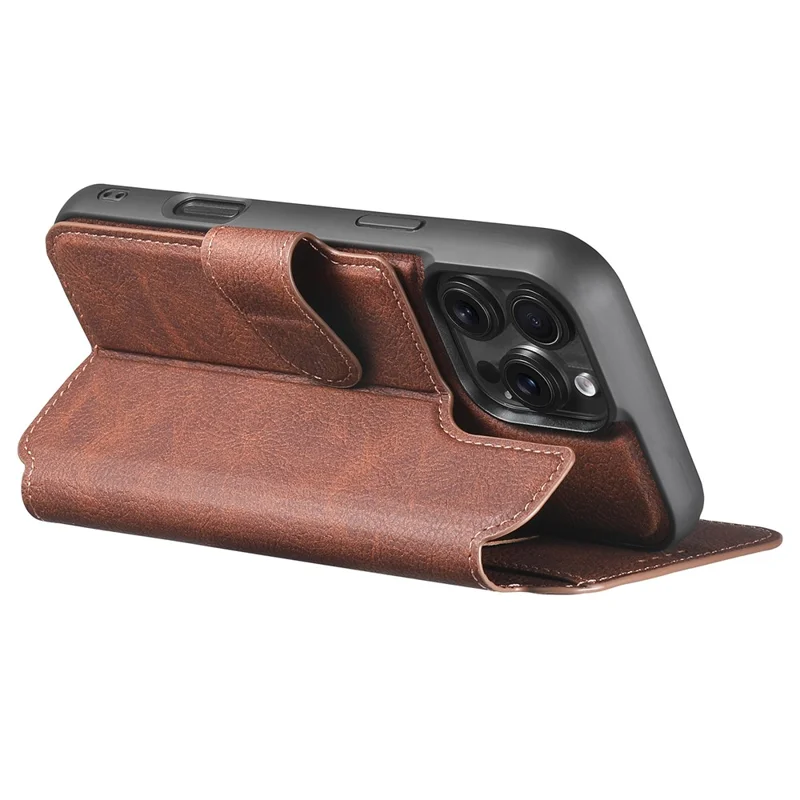 SUTENI Q-05 For iPhone 16 Pro Max Case Detachable Wallet Stand Litchi Texture Leather Flip Phone Cover - Brown