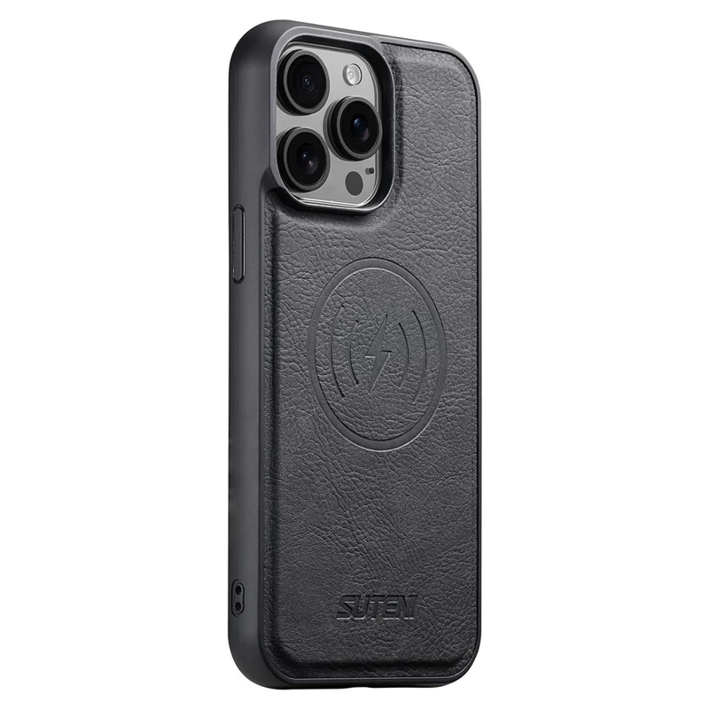 SUTENI Q-05 For iPhone 15 Pro Max Case Detachable Wallet Stand Litchi Texture Leather Flip Phone Cover - Black