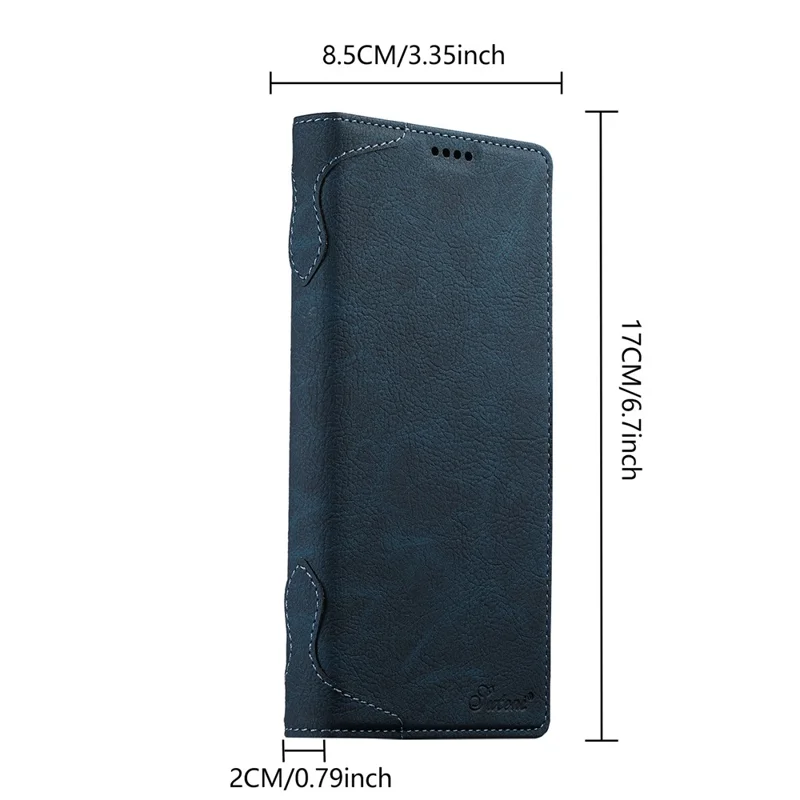 SUTENI J07 per Samsung Galaxy S23 Ultra Cover Compatibile con MagSafe, Portafoglio in Pelle Effetto Litchi - Blu