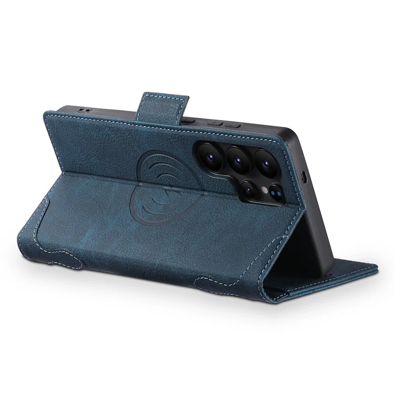 SUTENI J07 per Samsung Galaxy S23 Ultra Cover Compatibile con MagSafe, Portafoglio in Pelle Effetto Litchi - Blu