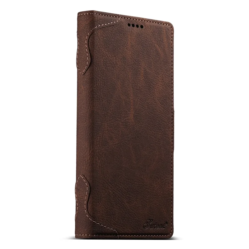 SUTENI J07 For Samsung Galaxy S25 Ultra Case Compatible with MagSafe Litchi Texture Leather Wallet Phone Cover - Brown