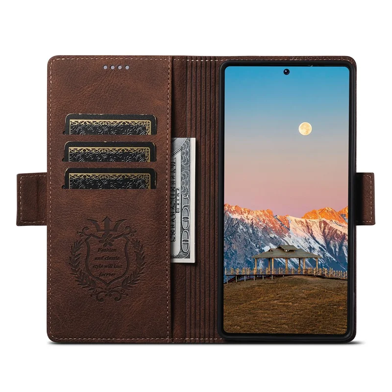 SUTENI J07 For Samsung Galaxy S25 Ultra Case Compatible with MagSafe Litchi Texture Leather Wallet Phone Cover - Brown