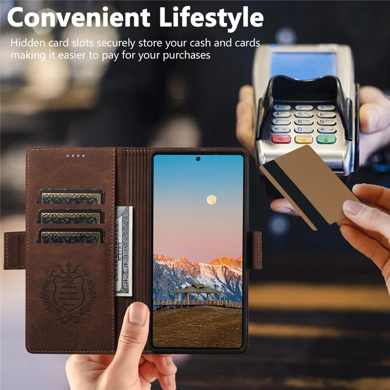 SUTENI J07 For Samsung Galaxy S25 Ultra Case Compatible with MagSafe Litchi Texture Leather Wallet Phone Cover - Brown