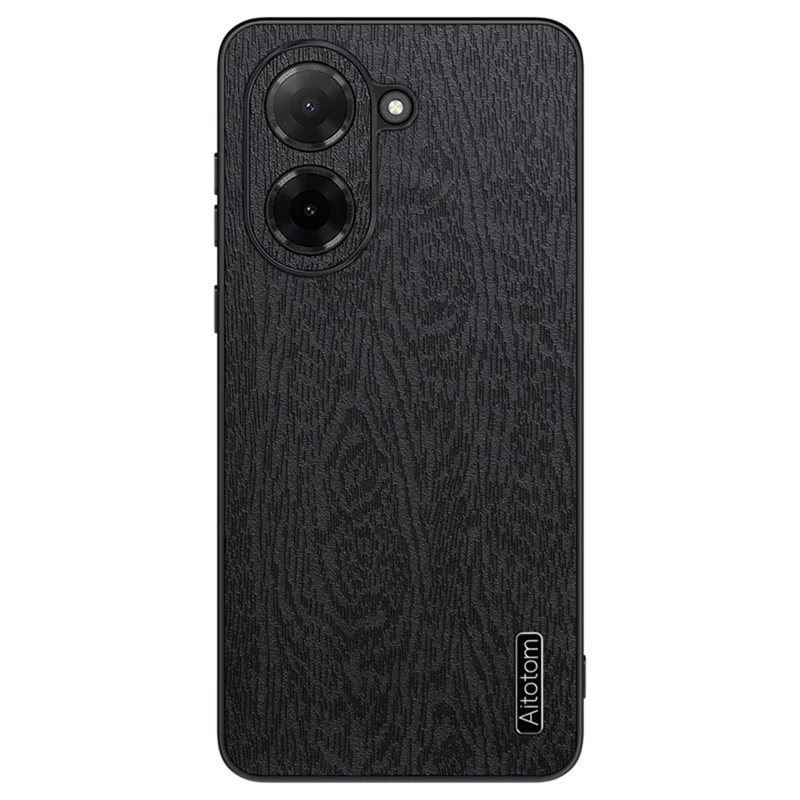 Pour Xiaomi Redmi A5 4G (171,7 mm) Étui Texture Bois Cuir PU Recouvert de PC TPU Housse de Téléphone - Noir