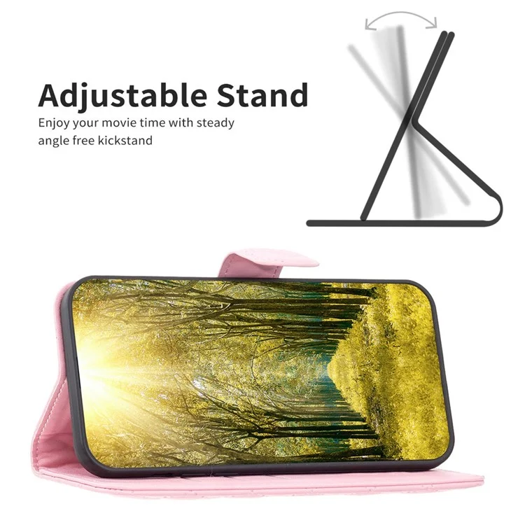 BINFEN COLOR BF Style-14 Funda Protectora Anti-Caídas para Samsung Galaxy S23 Ultra, Funda de Cartera de Cuero Sintético con Soporte Plegable y Patrón de Rombos Grabado - Rosa
