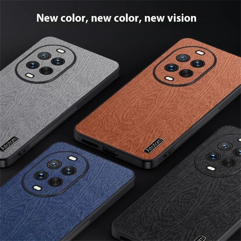 Funda para Huawei nova 14 5G con Textura de Madera, Cuero PU Revestido, Carcasa de PC y TPU - Negro