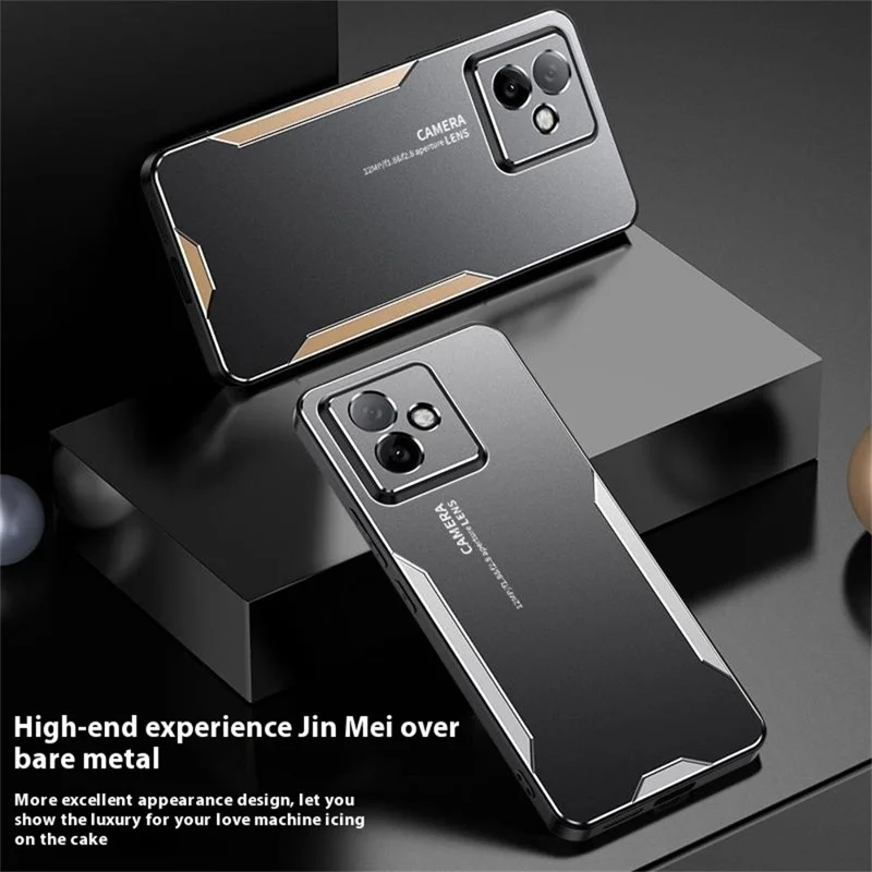 Для Wiko Hi Enjoy 80 5G / Enjoy 80S 5G Чехол для телефона Алюминиевый сплав TPU PC Задняя крышка - Золотой