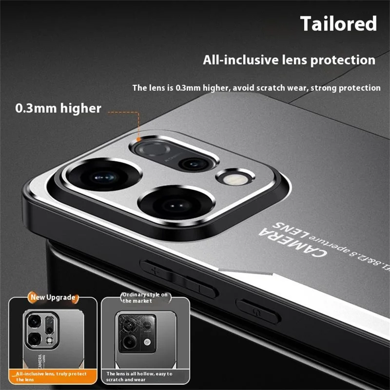 For Oppo Reno14 5G (Global) Phone Case Aluminium Alloy TPU PC Back Cover - Gold
