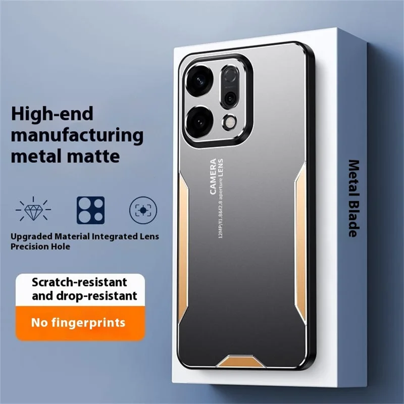For Oppo Reno14 Pro 5G (Global) Phone Case Aluminium Alloy TPU PC Back Cover - Gold