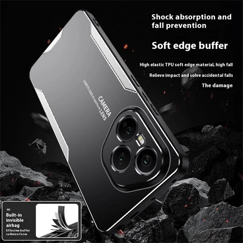 For Honor 400 Pro 5G (Global) Handyhülle aus Aluminium-Legierung TPU PC Rückseite - Gold