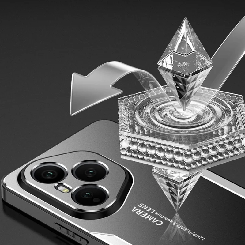 For Honor 400 Pro 5G (Global) Handyhülle aus Aluminium-Legierung TPU PC Rückseite - Gold