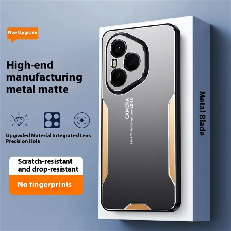 For Honor 400 Pro 5G (Global) Handyhülle aus Aluminium-Legierung TPU PC Rückseite - Gold