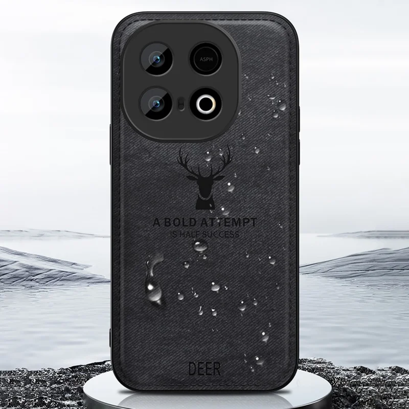 Funda para vivo iQOO Z10 Turbo 5G con Patrón de Ciervo, Textura de Tela, PU + PC + TPU - Negro