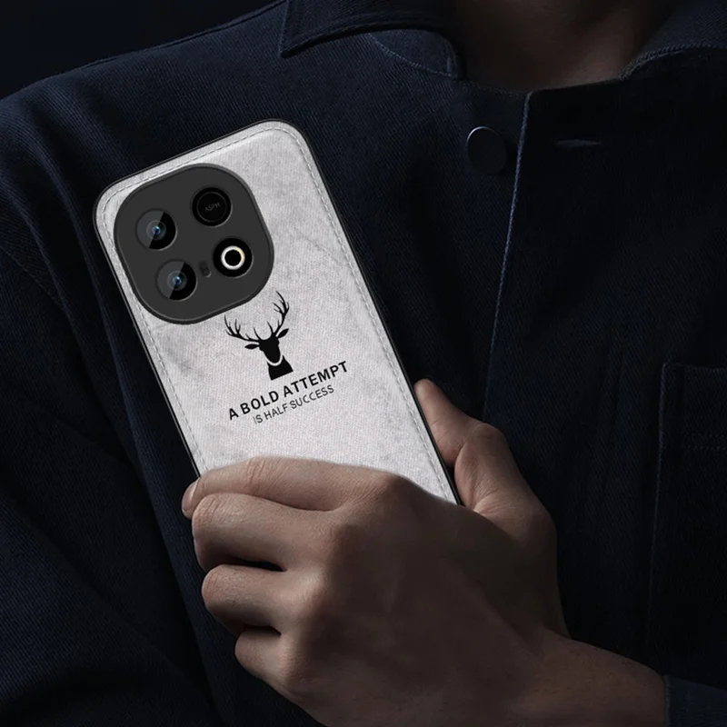Funda para vivo iQOO Z10 Turbo 5G con Patrón de Ciervo, Textura de Tela, PU + PC + TPU - Negro