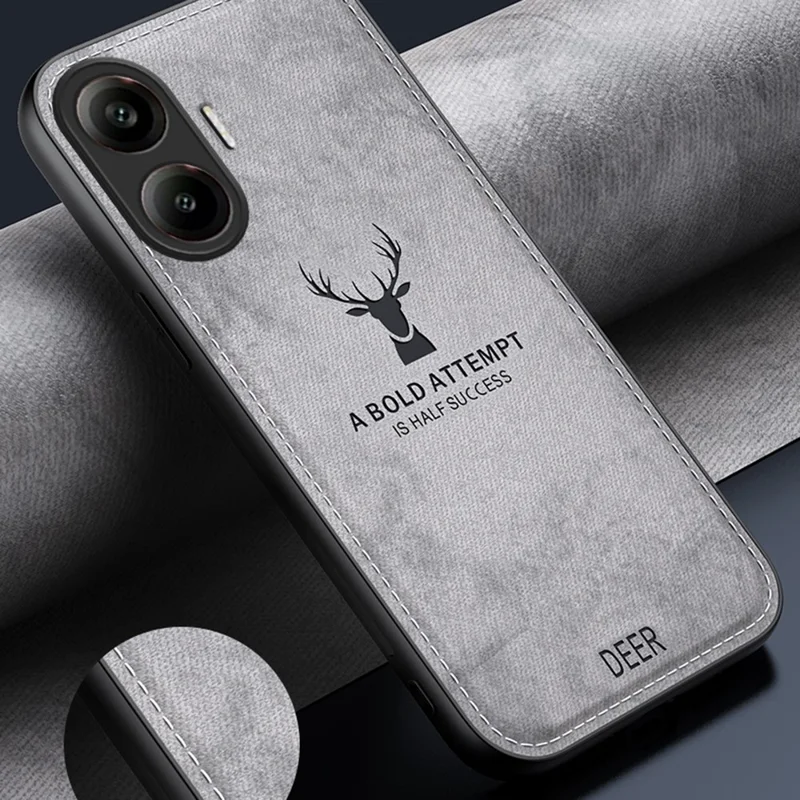 Чехол для Xiaomi Redmi Turbo 4 Pro 5G с рисунком оленя, текстурой ткани, из ПК + ПУ + ТПУ - Черный