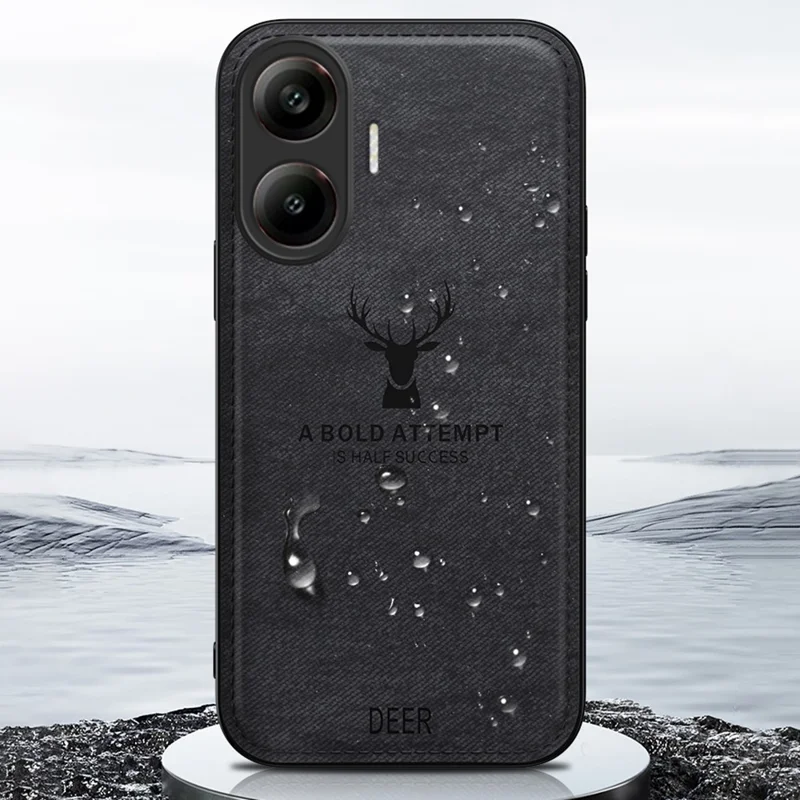 Чехол для Xiaomi Redmi Turbo 4 Pro 5G с рисунком оленя, текстурой ткани, из ПК + ПУ + ТПУ - Черный