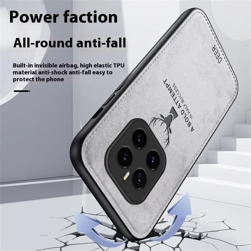 For Honor GT Pro Case Deer Pattern Cloth Texture PU + PC + TPU Phone Cover - Black