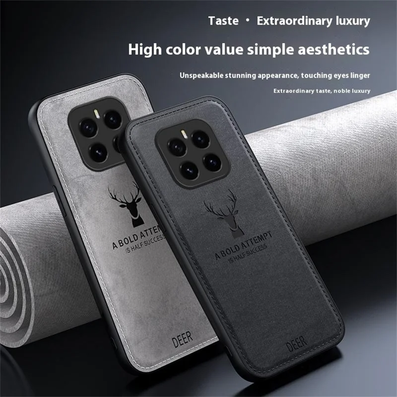 For Honor GT Pro Case Deer Pattern Cloth Texture PU + PC + TPU Phone Cover - Black