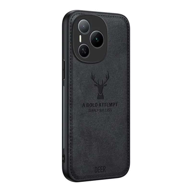 Custodia Power 5G For Honor Trama in tessuto a motivo cervo PU + PC + TPU - Nera