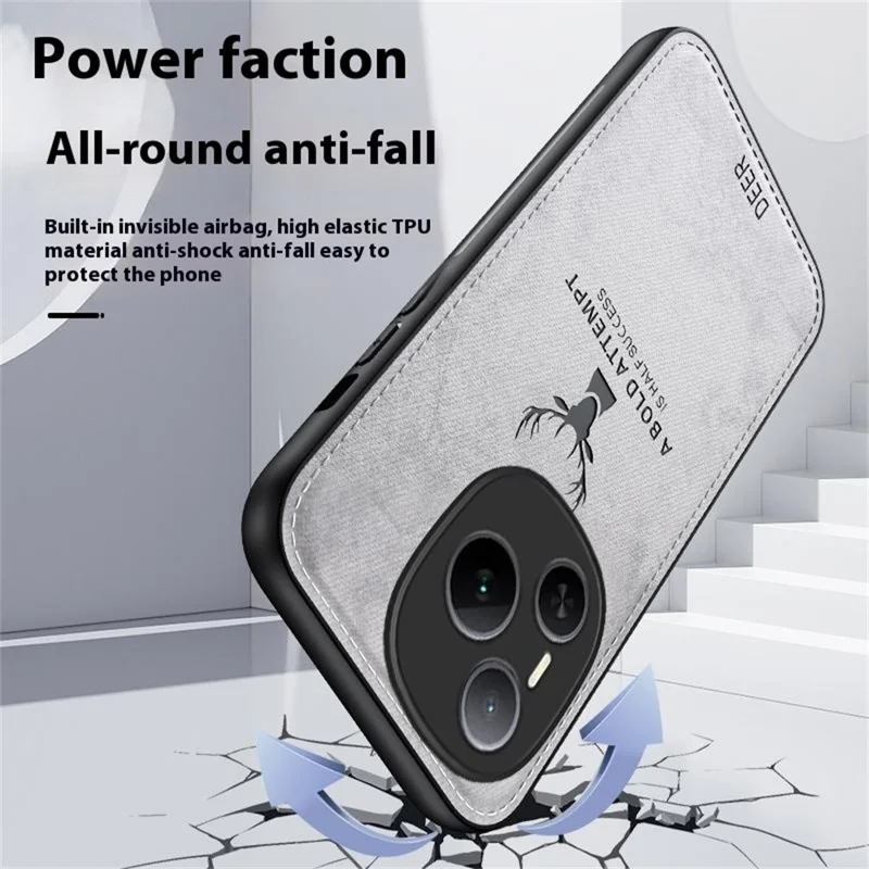 Custodia Power 5G For Honor Trama in tessuto a motivo cervo PU + PC + TPU - Nera
