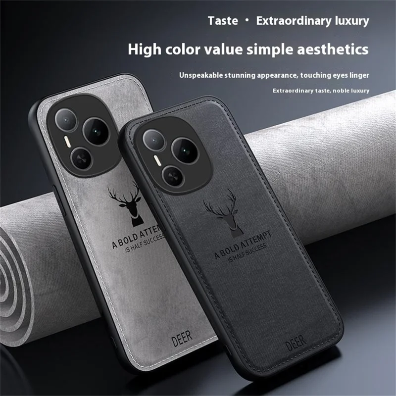 Custodia Power 5G For Honor Trama in tessuto a motivo cervo PU + PC + TPU - Nera