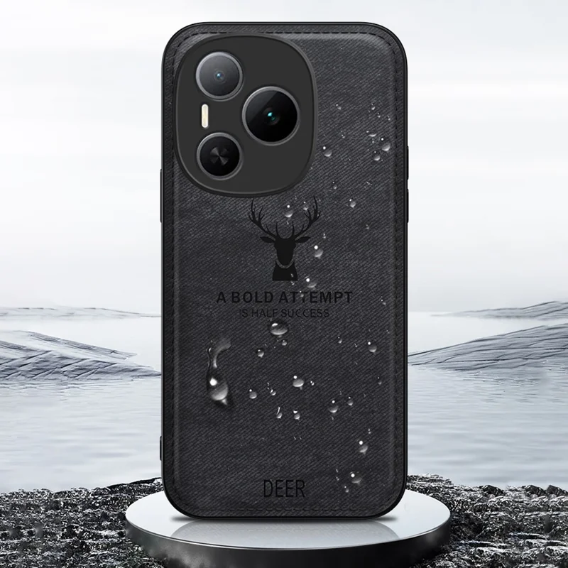 Custodia Power 5G For Honor Trama in tessuto a motivo cervo PU + PC + TPU - Nera